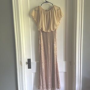 Elegant evening gown, cream.